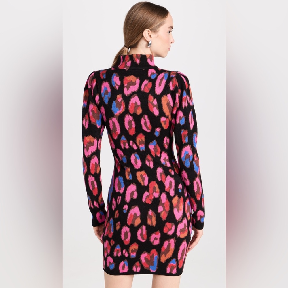 Farm Rio Iridescent Leopards Fitted Sweater Dress in Black Sz. XS Sz. X-Small - Picture 8 of 16